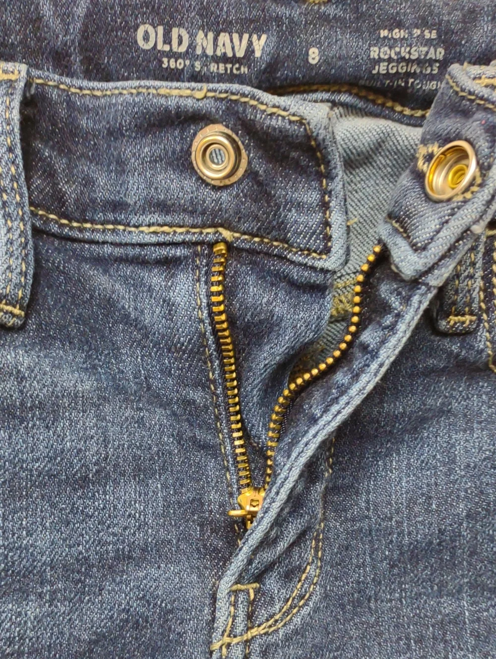 Old Navy Girls' 360 Stretch High Rise RockStar Jeggings Dark Blue Wash Size 8